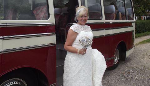 Bride Stepping Off A Wedding Vehicle In Swindon